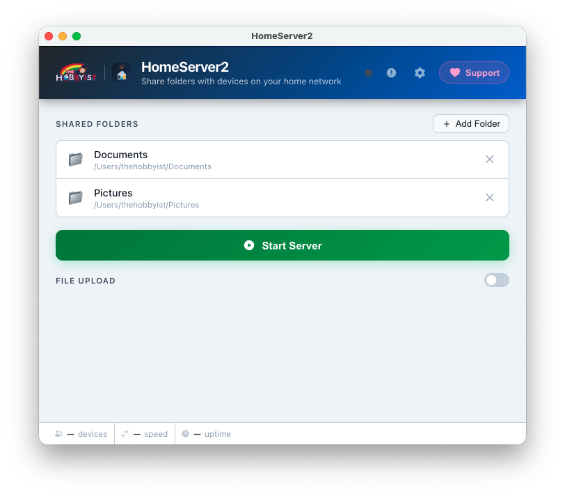 Add folders to share